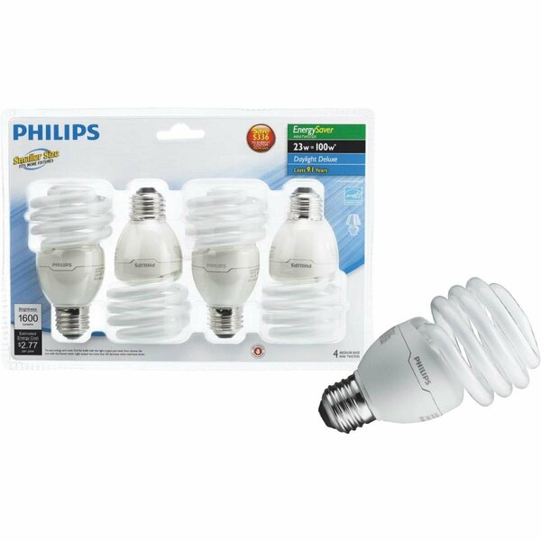 Philips Lighting 23w T2 6.5k Cfl Bulb, 4PK 433557